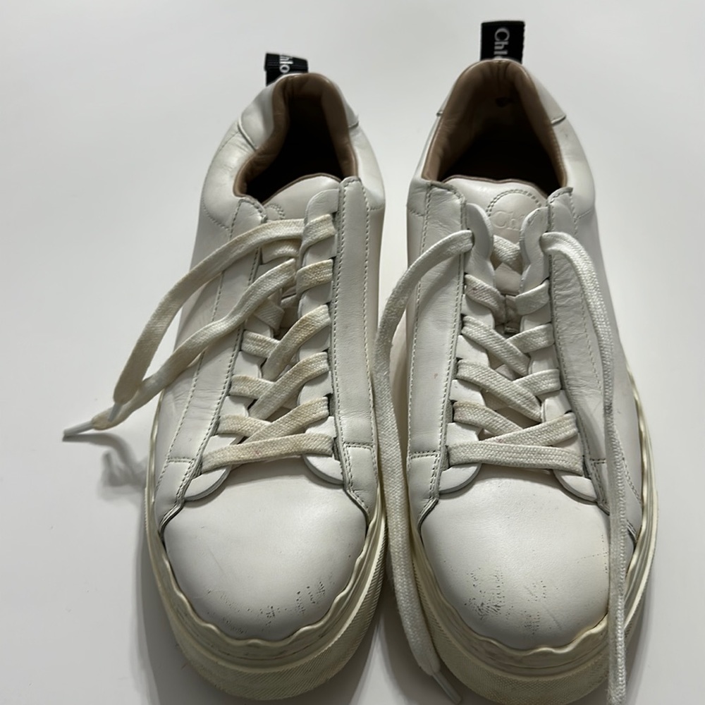 Leather scalloped Chloe sneaker